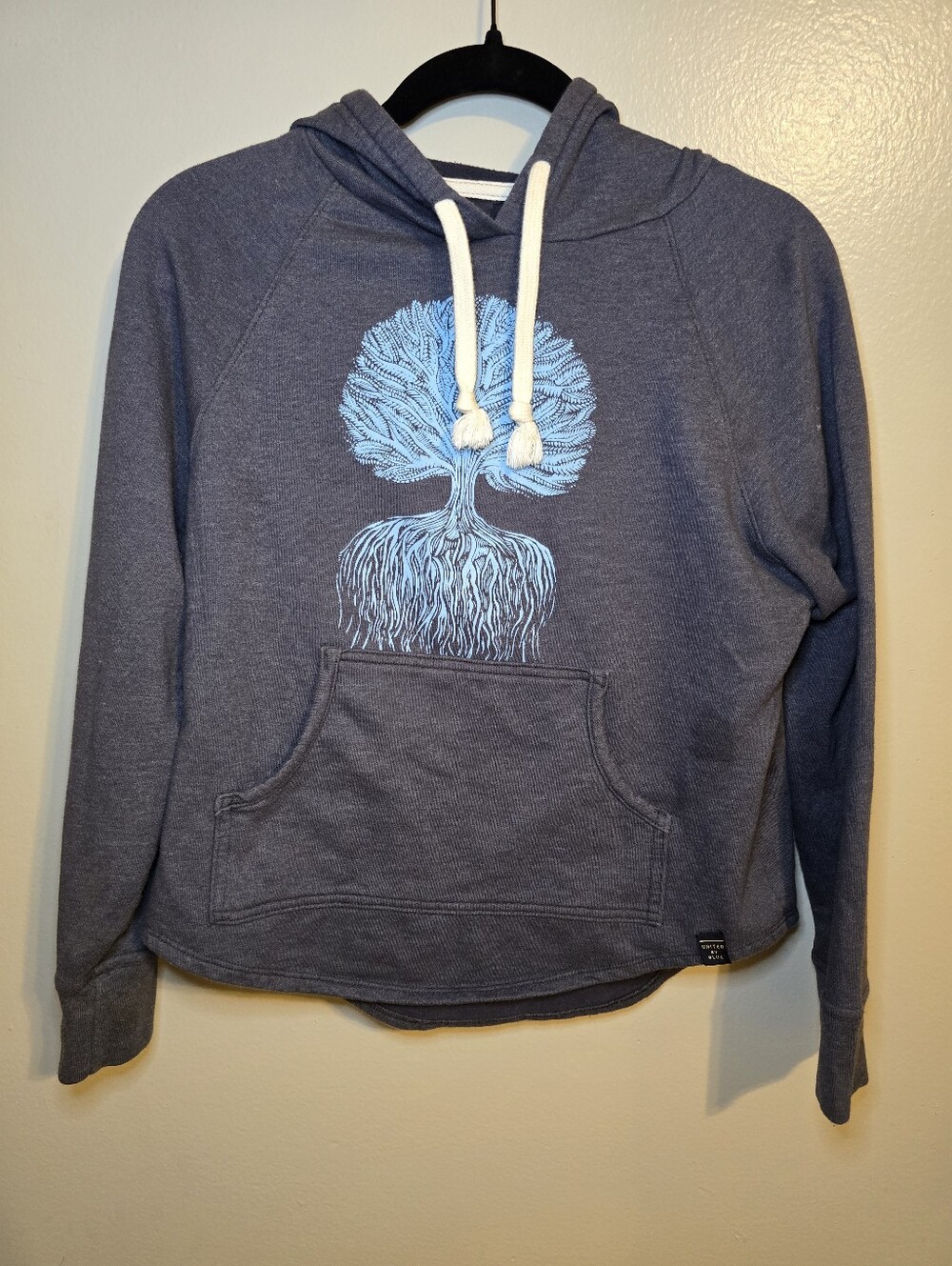 Blue Tree Graphic Hoodie with Drawstring
